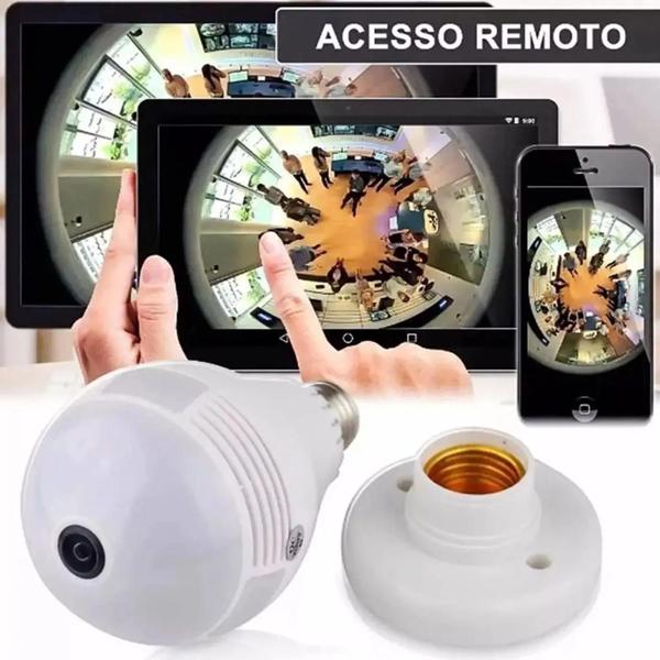 Imagem de Camera lampada alta definicao 360 panoramica espia wifi ip seguraca vr v380 - Luatek