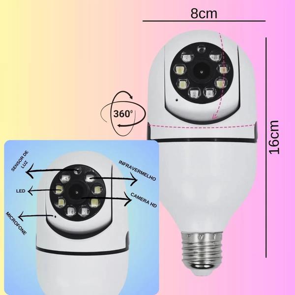 Imagem de Camera Lampada Espia E Monitoramento Wifi Led