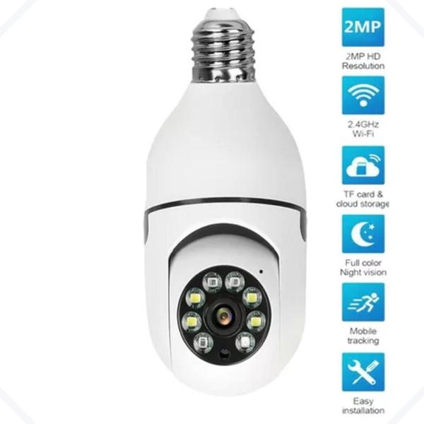 Imagem de Camera Lampada Espiã Visão Noturna 360 Panoramica 3d Wi-fi CMIP001