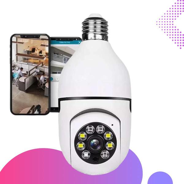 Camera Lâmpada Espia Wifi Ip Segurança Panoramica Giratoria - Camera, Giratória, 360 ALZ Imagem de Camera Lâmpada Espia Wifi Ip Segurança Panoramica Giratoria