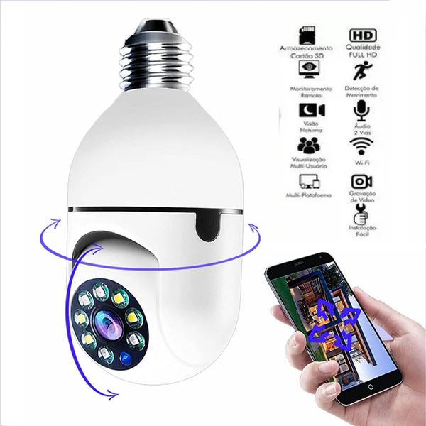 Imagem de Câmera lampada inteligente Wireless infra IP Full HD 2.0 megapixels Onvif, Holofote, Auto Tracking