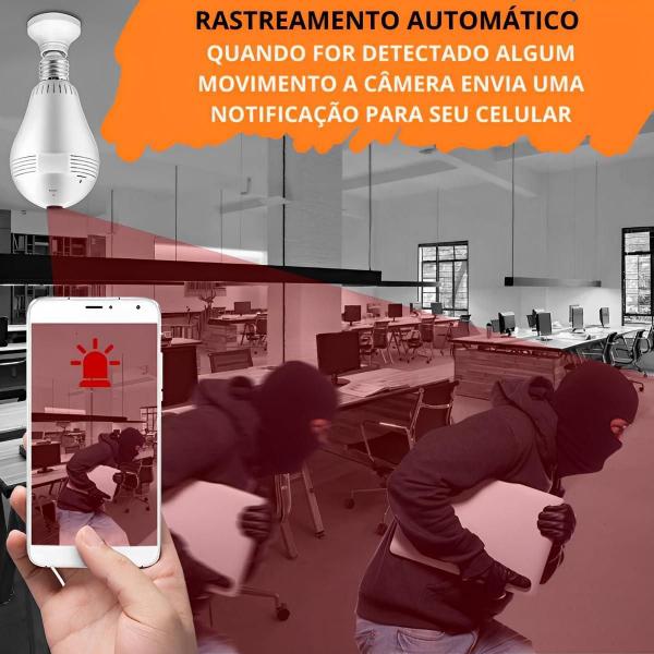 Imagem de Câmera Lâmpada Led IP Wifi 360 - Vigilância Panorâmica com Visão Noturna HD e Sensor de Movimento