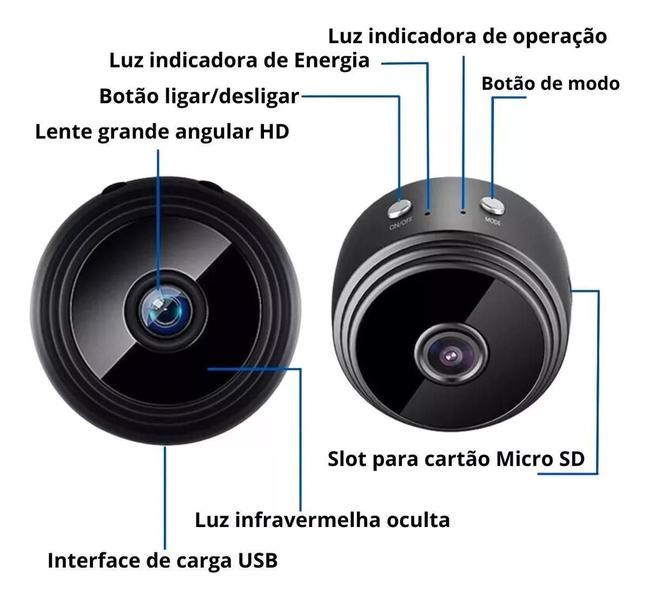 Imagem de Câmera Mini Wifi Sem Fio 1080P Gravação Contínua Detecção