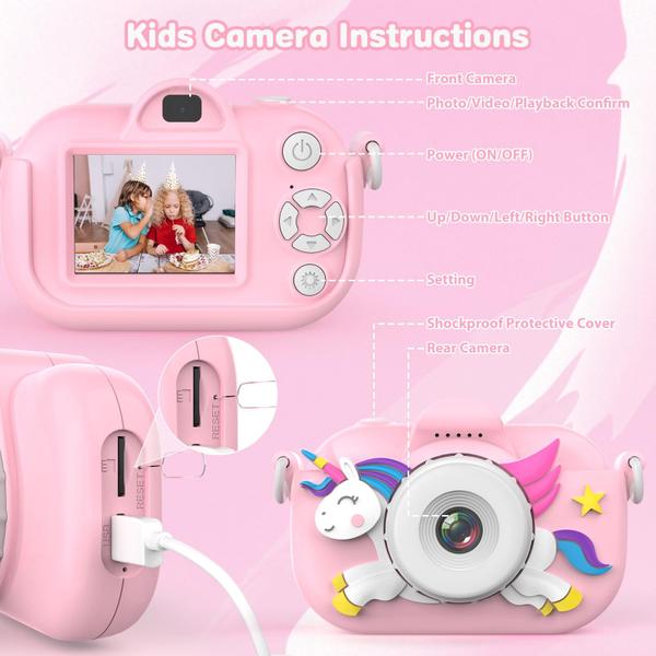 Imagem de Câmera MKQ Kids 32MP HD, lente dupla, vídeo 1080P, cartão TF de 32 GB