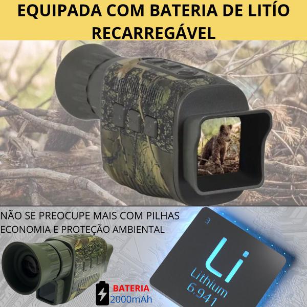 Imagem de Câmera Monóculo Profissional de Caça Infravermelho Com Zoom Óptico e Digital 32gb