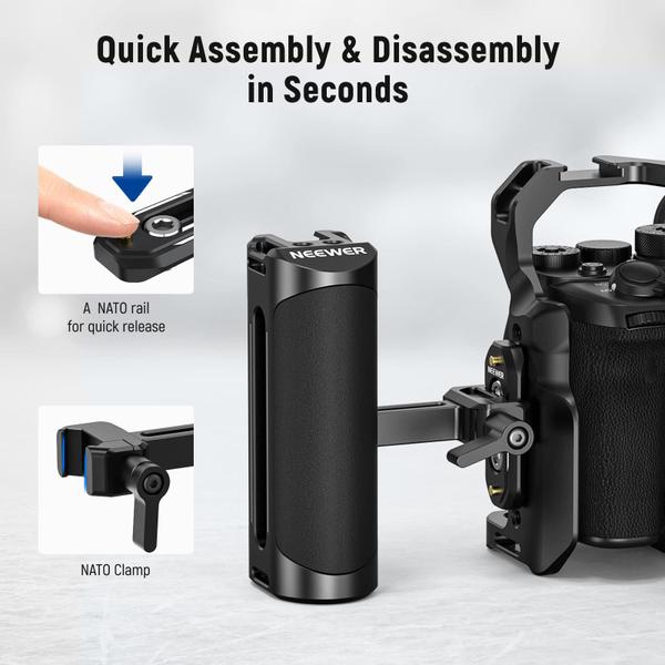 Câmera NATO Side Handle Grip Neewer CA017H com trilho e suporte Imagem de Câmera NATO Side Handle Grip Neewer CA017H com trilho e suporte