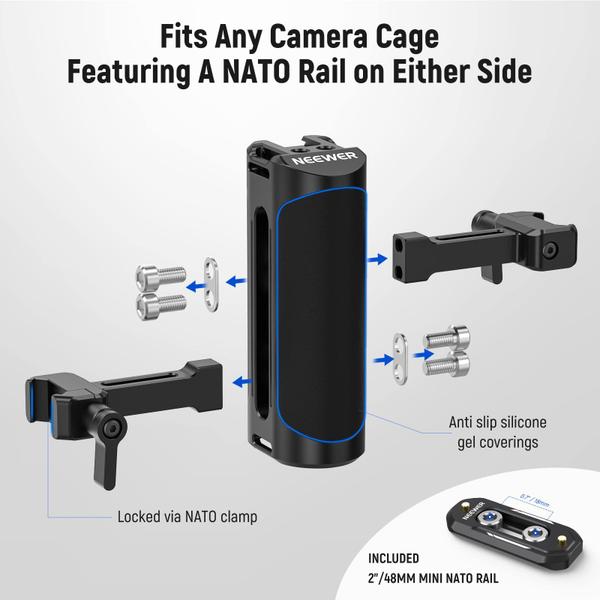Câmera NATO Side Handle Grip Neewer CA017H com trilho e suporte Imagem de Câmera NATO Side Handle Grip Neewer CA017H com trilho e suporte