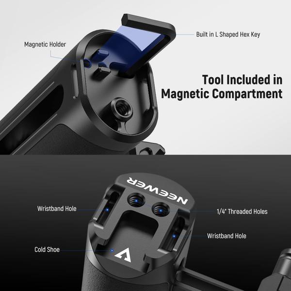 Câmera NATO Side Handle Grip Neewer CA017H com trilho e suporte Imagem de Câmera NATO Side Handle Grip Neewer CA017H com trilho e suporte