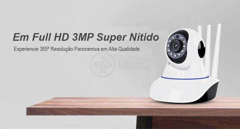Imagem de Câmera Pet Animais 3 Antenas Robô Full HD 1080P Wifi Sem Fio Gira 360º Áudio Visão Noturna - Onvif