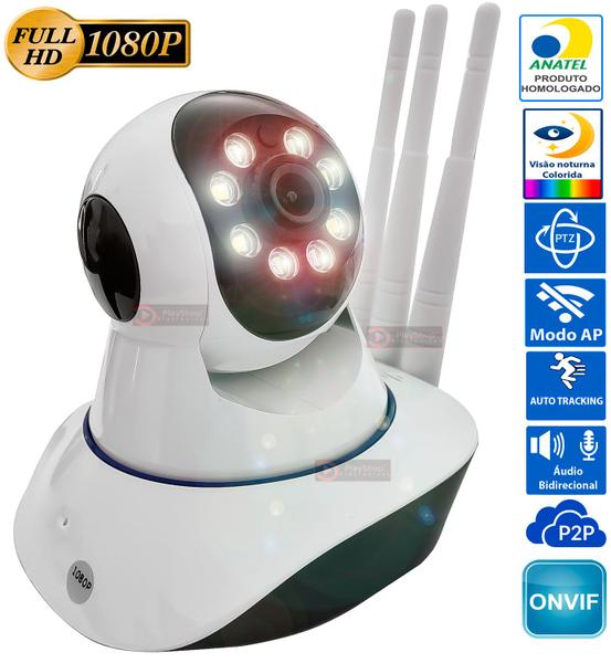 Imagem de Camera Pet IP Sem Fio Wifi 1080p Robô Com áudio, Grava em Cartão SD E P2P Nuvem, Com 3 Antenas e Visão Noturna Alarme