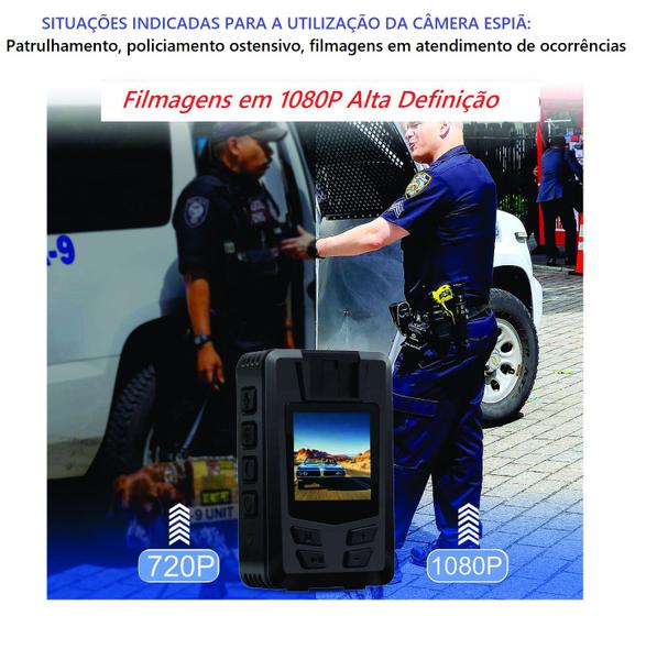 Imagem de Câmera Policial Action Esportiva A23 Filmagem Contínua Full HD 1080p Externa Corpo Colete Discreta 32g