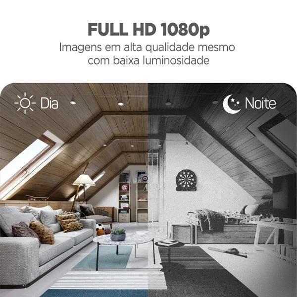 Imagem de Câmera Robô 1080p Visão Noturna Inteligente Wifi Via Alexa Cor Branco SHCR600