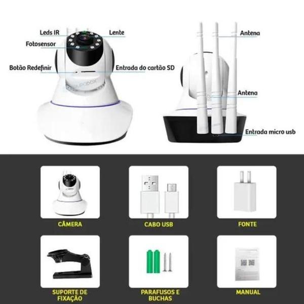 Imagem de Camera Robo 3 Antenas Ip Wifi 360º 720P