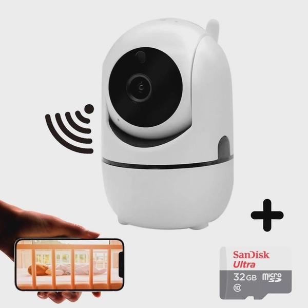 Imagem de Câmera robô pet baba eletrônica com áudio microfone 64Gb E aplicativo para acesso remoto