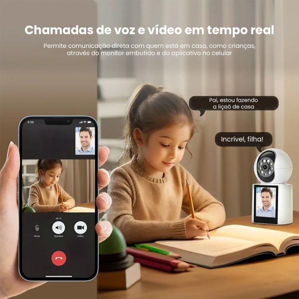 Imagem de Câmera Segurança Crianças Chamada Vídeo Visor Tela HD Smart