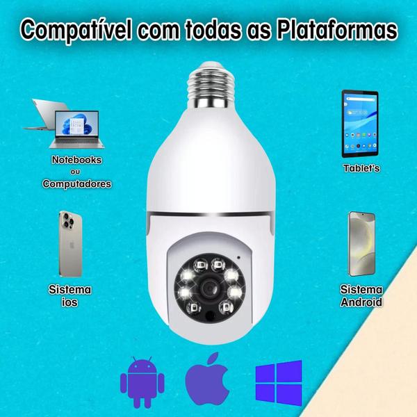 Imagem de Camera Segurança Externa Wi-fi Inteligente Lampada Full Hd