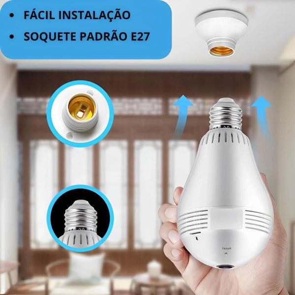 Câmera Segurança IP Lâmpada Led Panorâmica - Vigilância 360 com Conectividade Wi-Fi - MR Imagem de Câmera Segurança IP Lâmpada Led Panorâmica - Vigilância 360 com Conectividade Wi-Fi