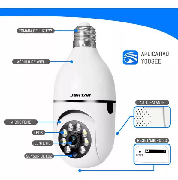 Imagem de Câmera Segurança Lâmpada 360 Wifi Ip Full Hd Visão Noturna - Jortan 