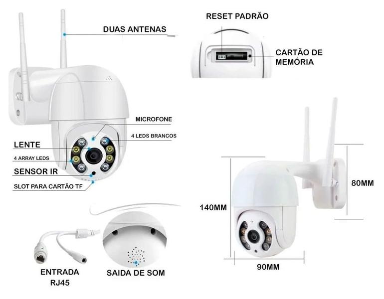 Imagem de Camera Segurança Wifi A8 Monitoramento Celular Tempo Real Sensor Full HD 30 Metros Sirene Bivolt