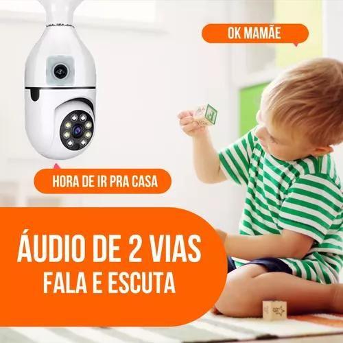 Imagem de Câmera Segurança Wifi Dupla Lentes Lâmpada Visão Noturna 360 Ultra Moderna FULL HD1080p