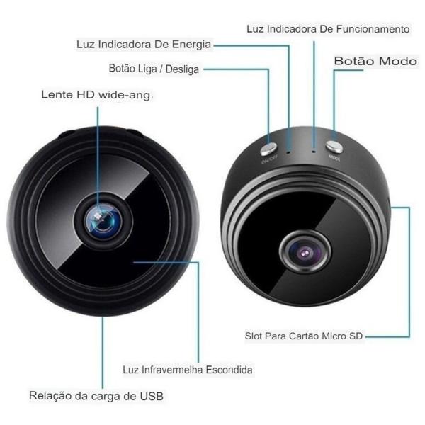 Imagem de Câmera Sem Fio Pequena Pratica Fácil Instalação Espiã A9 Monitore Pelo Celular Recarregável