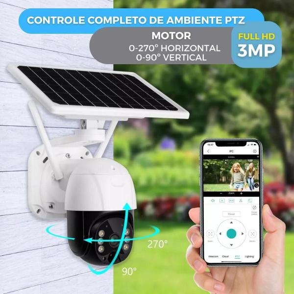 Imagem de Câmera Solar Wifi Externa Vigilância 1080p Sol Chuva Ip66 Nf