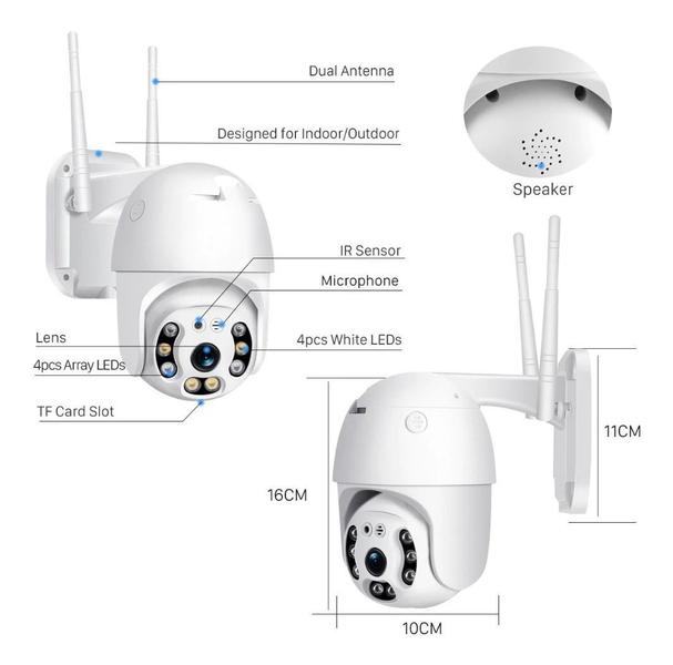 Imagem de Câmera Speed Dome Ip Wifi Ptz Hd 1080p áudio E Vídeo Detecção Movimento Prova Dágua Durawell