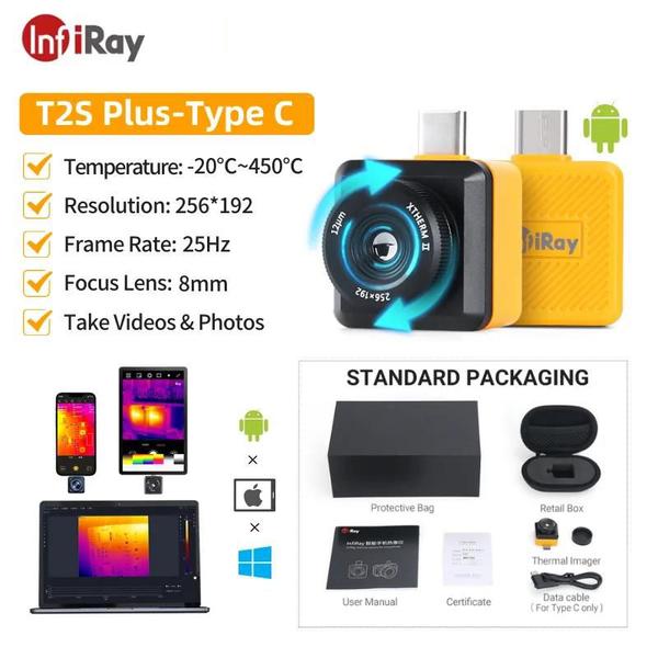 Câmera Térmica Infiray T2sPlus Infravermelho Android Tipo C Imagem de Câmera Térmica Infiray T2sPlus Infravermelho Android Tipo C