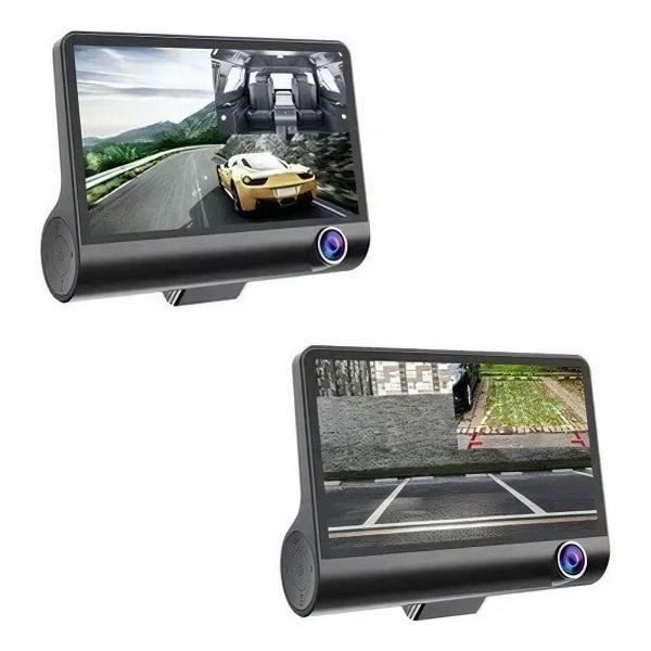 Imagem de Camera Veicular Automotiva Gravação Full Hd Frontal Ré Lcd 4