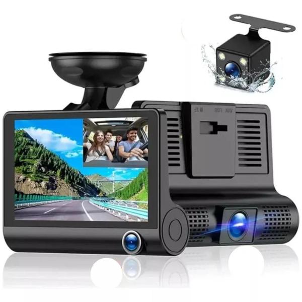 Imagem de Camera Veicular Automotiva Gravação Full Hd Frontal Ré Lcd 4