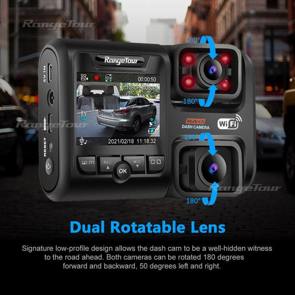 Imagem de Camera Veicular Dashcam D30h WiFi GPS Display Automotiva Full HD Carro Noturna 2 Lentes Interna e Frontal