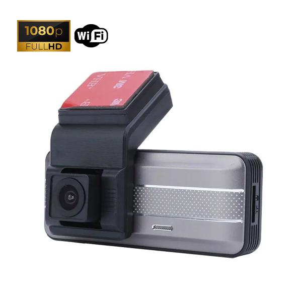 Imagem de Camera Veicular Duo Automotiva Wifi Lente dupla Alta definição Cartao de memoria Visor Gravador Motorista Aplicativo Dash Cam Filmagem Áudio Monitoram