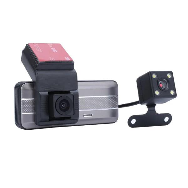 Imagem de Camera Veicular Duo Automotiva Wifi Lente dupla Cartao de memoria Visor Alta definição Gravador Motorista Aplicativo Dash Cam Filmagem Áudio Monitoram