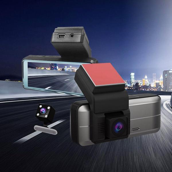 Imagem de Camera Veicular Duo Automotiva Wifi Lente dupla Cartao de memoria Visor Alta definição Gravador Motorista Aplicativo Dash Cam Filmagem Áudio Monitoram