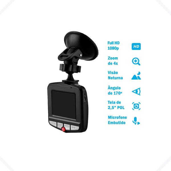 Imagem de Camera Veicular Segurança Full Hd Dashcam Frontal + Suporte CA100