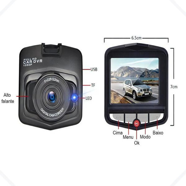 Imagem de Camera Veicular Segurança Full Hd Dashcam Frontal + Suporte CA100