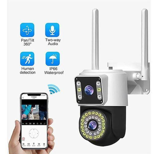 Câmera Wi-Fi Lente Dupla 2Em1 Com Rastreamento Icsee Onvif - Coibeu Imagem de Câmera Wi-Fi Lente Dupla 2Em1 Com Rastreamento Icsee Onvif