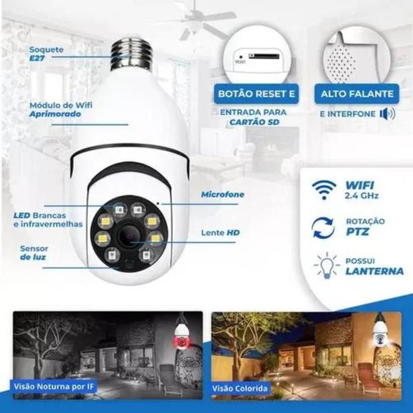 Imagem de Camera Wifi Lampada Segurança 360 Ip Full Hd Visão Noturna