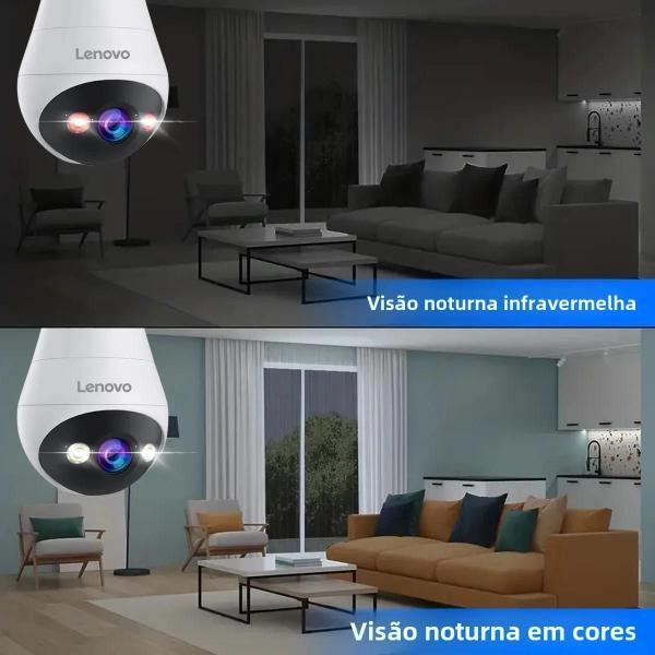 Imagem de Câmera WiFi Lenovo com Visão Noturna Colorida - 3MP, E27, Intercomunicador Bidirecional