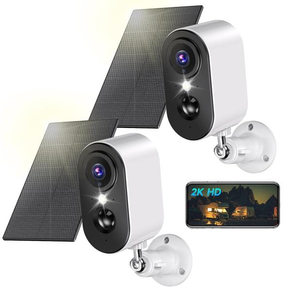 Imagem de Câmeras de segurança LIWAN Solar Wireless 2K 3MP, pacote com 2 unidades externas