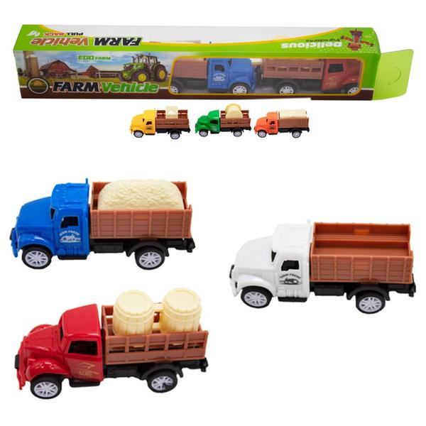 Imagem de Caminhão a Fricção Pull Back Farm Vehicle brinquedo com 3 Peças Para Meninos