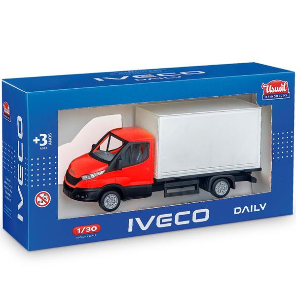 Imagem de Caminhão Baú Iveco Daily Miniatura 1/30 Com Pneus De Borracha Usual Brinquedos