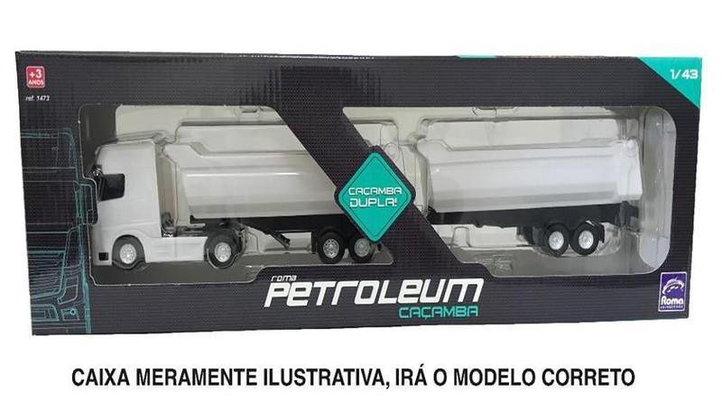 Caminhão Bitrem Caçamba Basculante Roma Petroleum 1/43 Roma - Roma Brinquedos Imagem de Caminhão Bitrem Caçamba Basculante Roma Petroleum 1/43 Roma