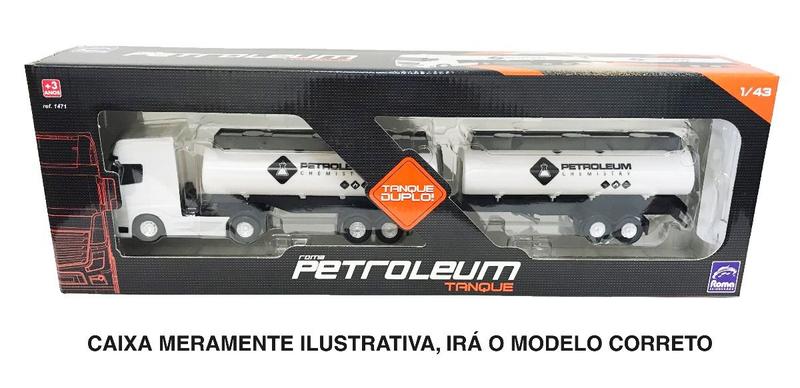 Caminhão Bitrem Tanque Pipa Roma Petroleum - 1/43 - Roma - Roma Brinquedos Imagem de Caminhão Bitrem Tanque Pipa Roma Petroleum - 1/43 - Roma