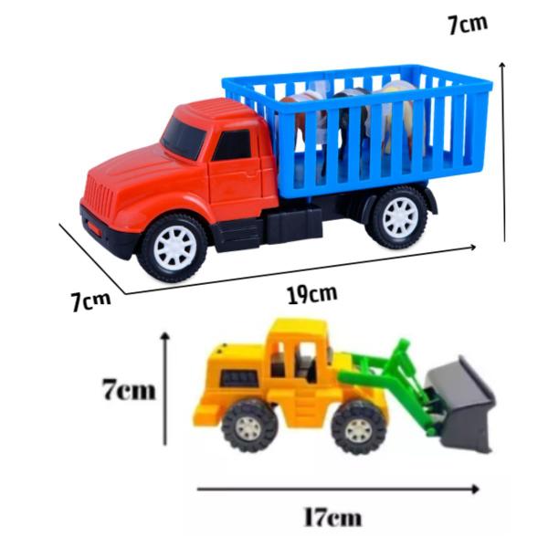 Imagem de Caminhão boiadeiro + trator colorido brinquedo menino areia divertido rodinha fazendinha educativo