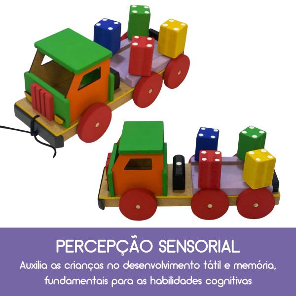 Imagem de Caminhão Brinquedo Educativo Pedagógico Gira Toco em MDF