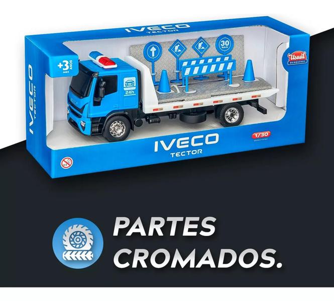 Imagem de Caminhão Brinquedo Iveco Tector Guincho Plataforma - Usual Brinquedos