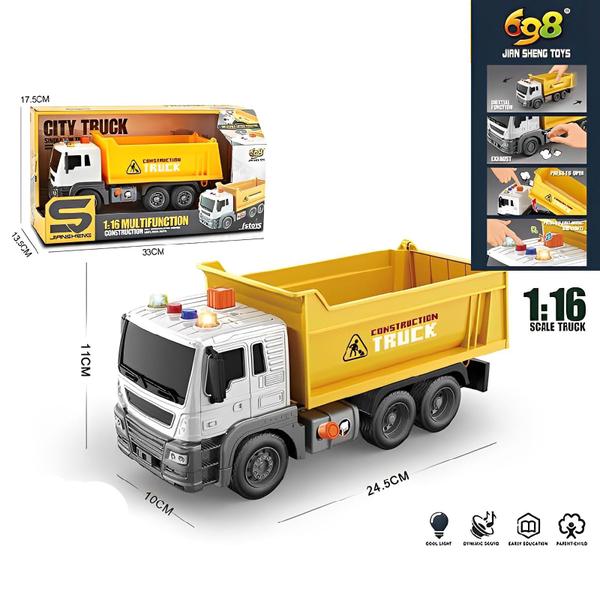 Imagem de Caminhão Caçamba de Fricção com Luz e Som - Truck Car - Amarelo -  1:16 - 25cm - YesToys