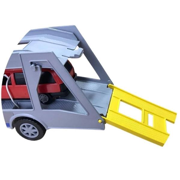 Imagem de Caminhão Cegonha Mini Truck 40CM Com 4 Carrinhos De Brinquedo Plástico Color - Super Caminhaozinho