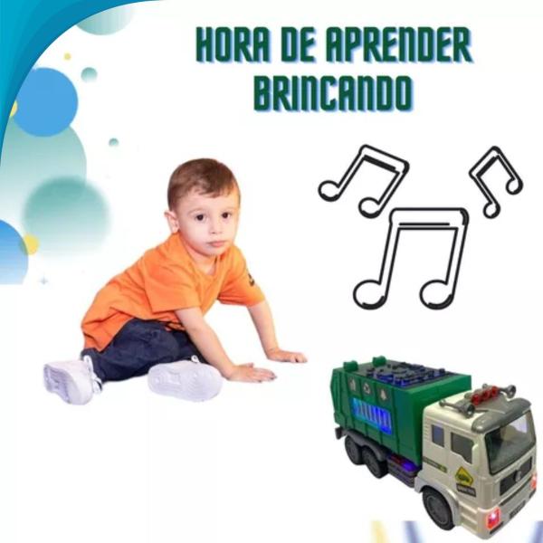 Imagem de Caminhão Coleta De Lixo Educativo Para Crianças Com Som E Luzes Brinquedo Garantido